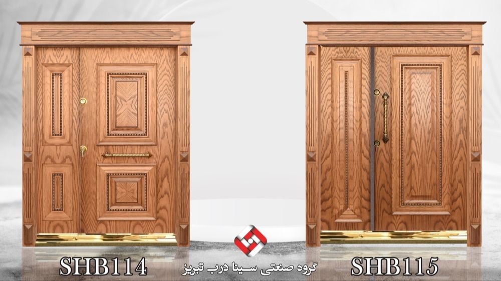 درب یک و نیم لنگه راش کتیبه‌دار کد SHB114