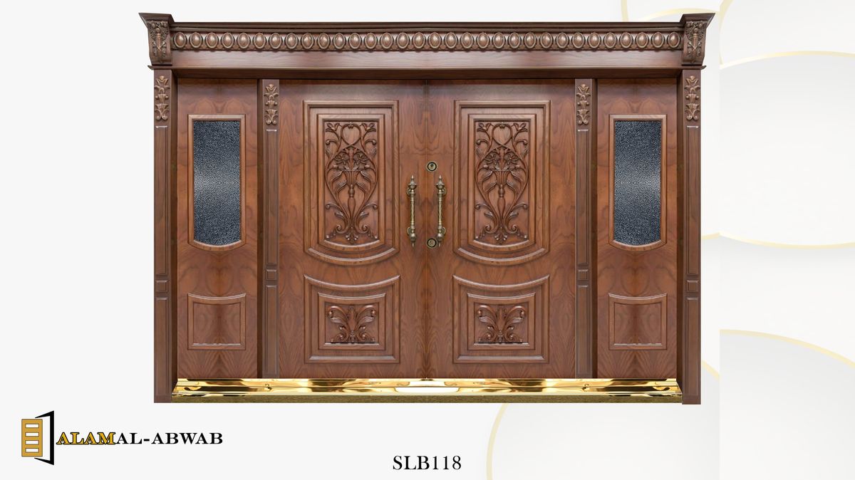 درب لابی مجلل دو لنگه کتیبه‌دار کد SLB118